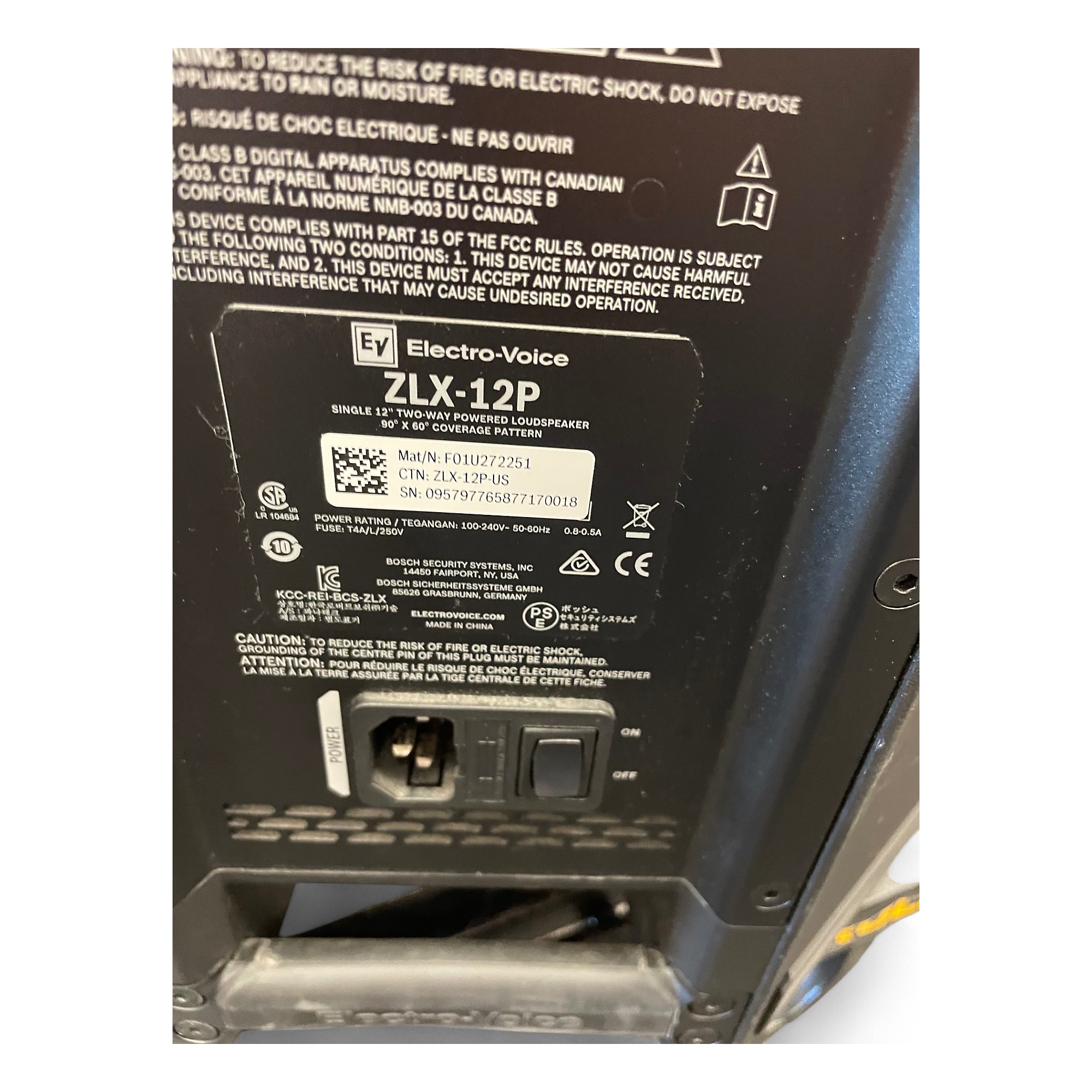 配信機器・PA機器・レコーディング機器 Electro-Voice ZLX-12P EV/エレクトロボイス Electro-Voice 12インチパワードスピーカー