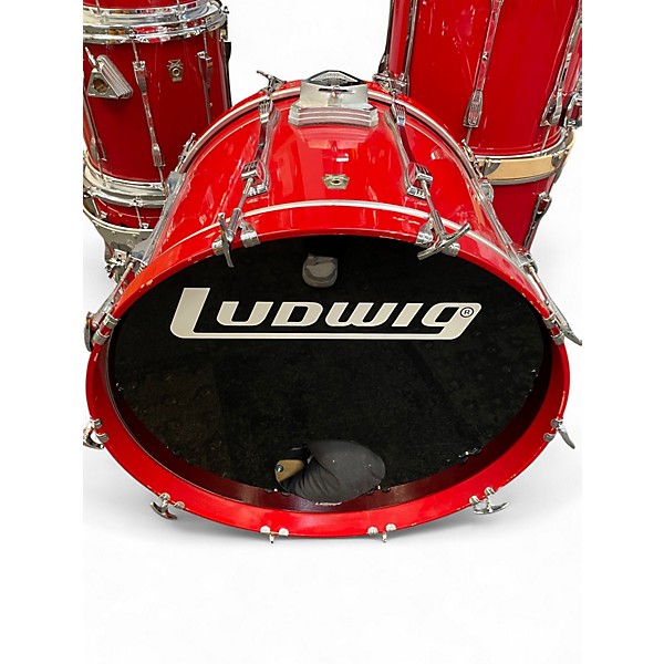 Vintage 1990s Ludwig 6 Piece Super Classic Crimson Red Drum Kit