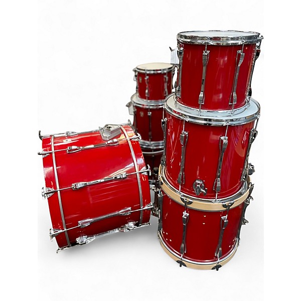 Vintage 1990s Ludwig 6 Piece Super Classic Crimson Red Drum Kit