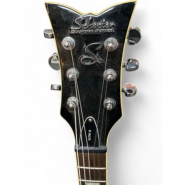 Used Schecter Guitar Research DIAMOND SERIES ULTRA III Black and White Solid Body Electric Guitar
