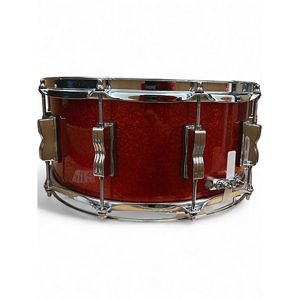 Used Ludwig 14X6.5 Classic Maple SNARE  RED SPARKLE Drum