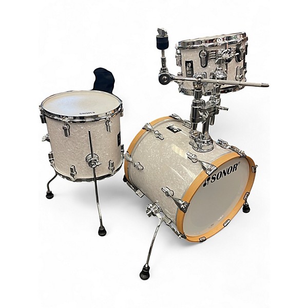 Used SONOR 4 Piece AQ2 MARINE PEARL WHITE Drum Kit