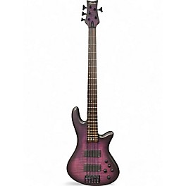Used Schecter Guitar Research Stiletto Studio 5 String Trans Purple Electric Bass Guitar