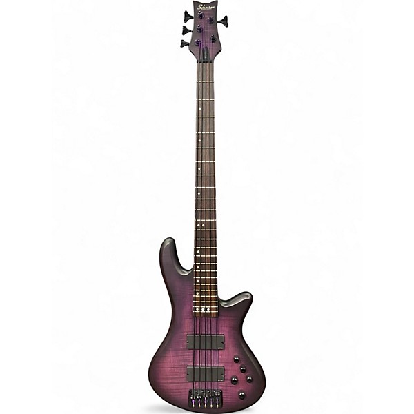 Used Schecter Guitar Research Stiletto Studio 5 String Trans Purple Electric Bass Guitar