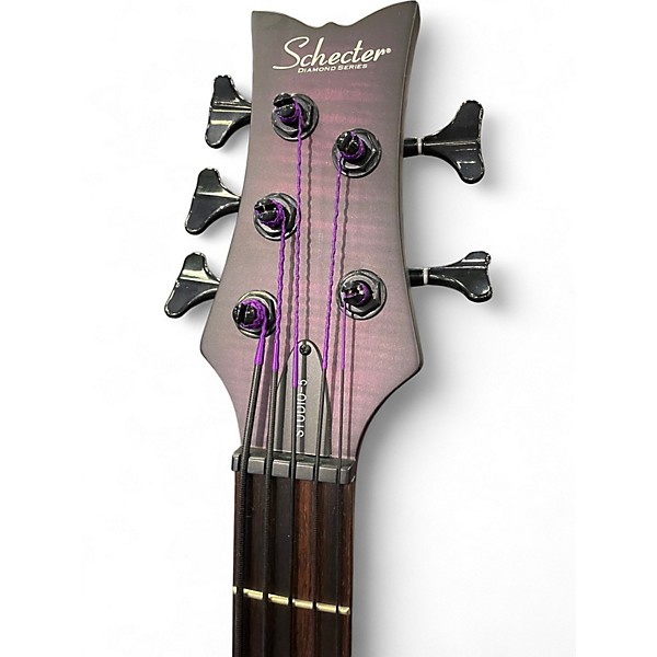 Used Schecter Guitar Research Stiletto Studio 5 String Trans Purple Electric Bass Guitar