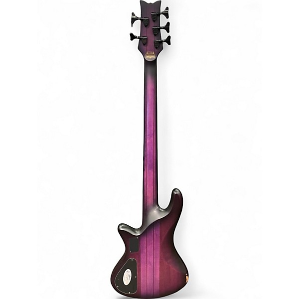 Used Schecter Guitar Research Stiletto Studio 5 String Trans Purple Electric Bass Guitar
