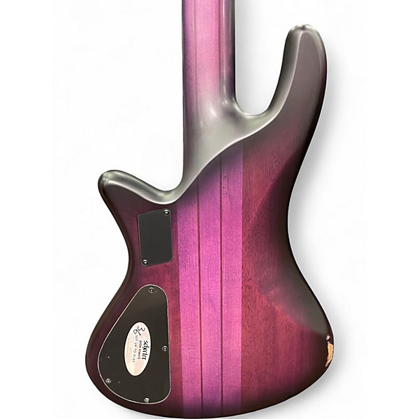 Used Schecter Guitar Research Stiletto Studio 5 String Trans Purple Electric Bass Guitar