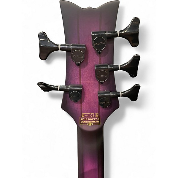 Used Schecter Guitar Research Stiletto Studio 5 String Trans Purple Electric Bass Guitar