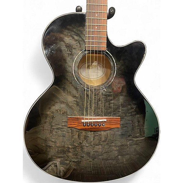 Used Mitchell MX430QAB Trans Black Acoustic Electric Guitar