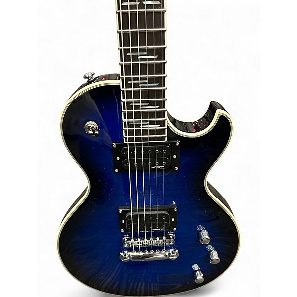 Used Schecter Guitar Research SOLO II SEE THRU BLUE BURST Solid Body Electric Guitar