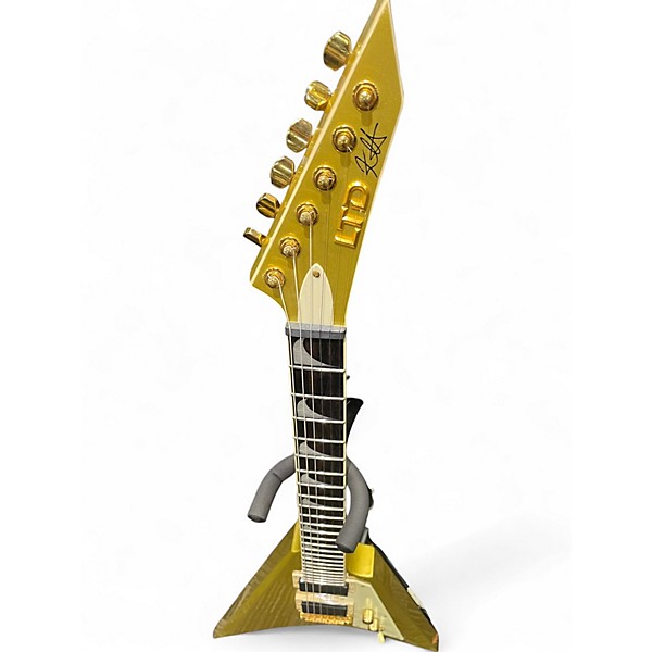 Used ESP LTD Kirk Hammet KH-V Metallic Gold Sparkle Solid Body Electric Guitar