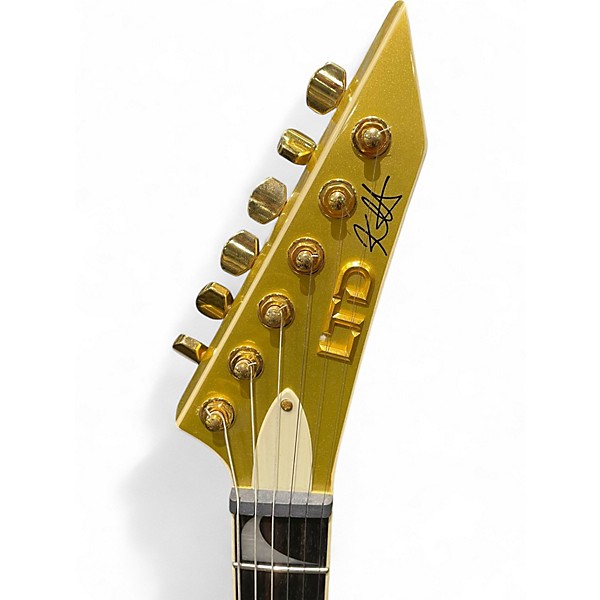 Used ESP LTD Kirk Hammet KH-V Metallic Gold Sparkle Solid Body Electric Guitar