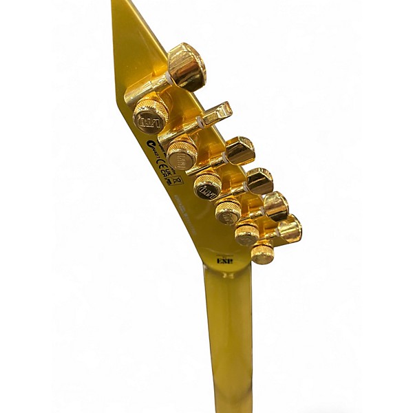 Used ESP LTD Kirk Hammet KH-V Metallic Gold Sparkle Solid Body Electric Guitar