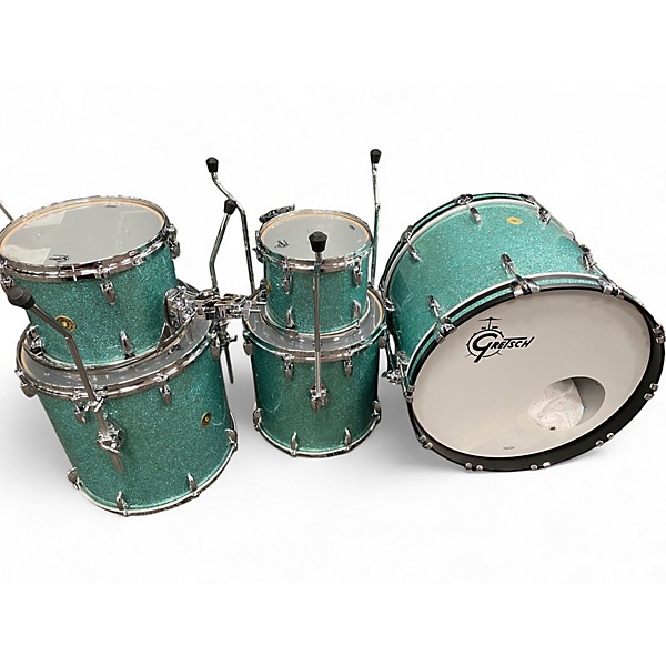Used Gretsch Drums 5 Piece USA CUSTOM Turquoise Glass Drum Kit