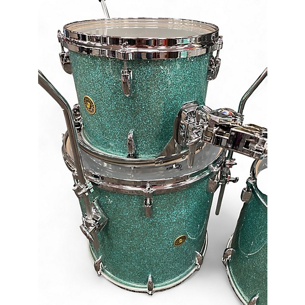 Used Gretsch Drums 5 Piece USA CUSTOM Turquoise Glass Drum Kit