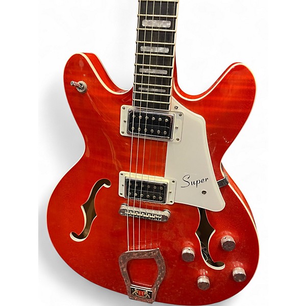 Used Hagstrom SUVIK-MDE Super Viking Mandarin Flame Hollow Body Electric Guitar