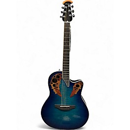 Used Ovation CE48P Blue Acoustic Electric Guitar