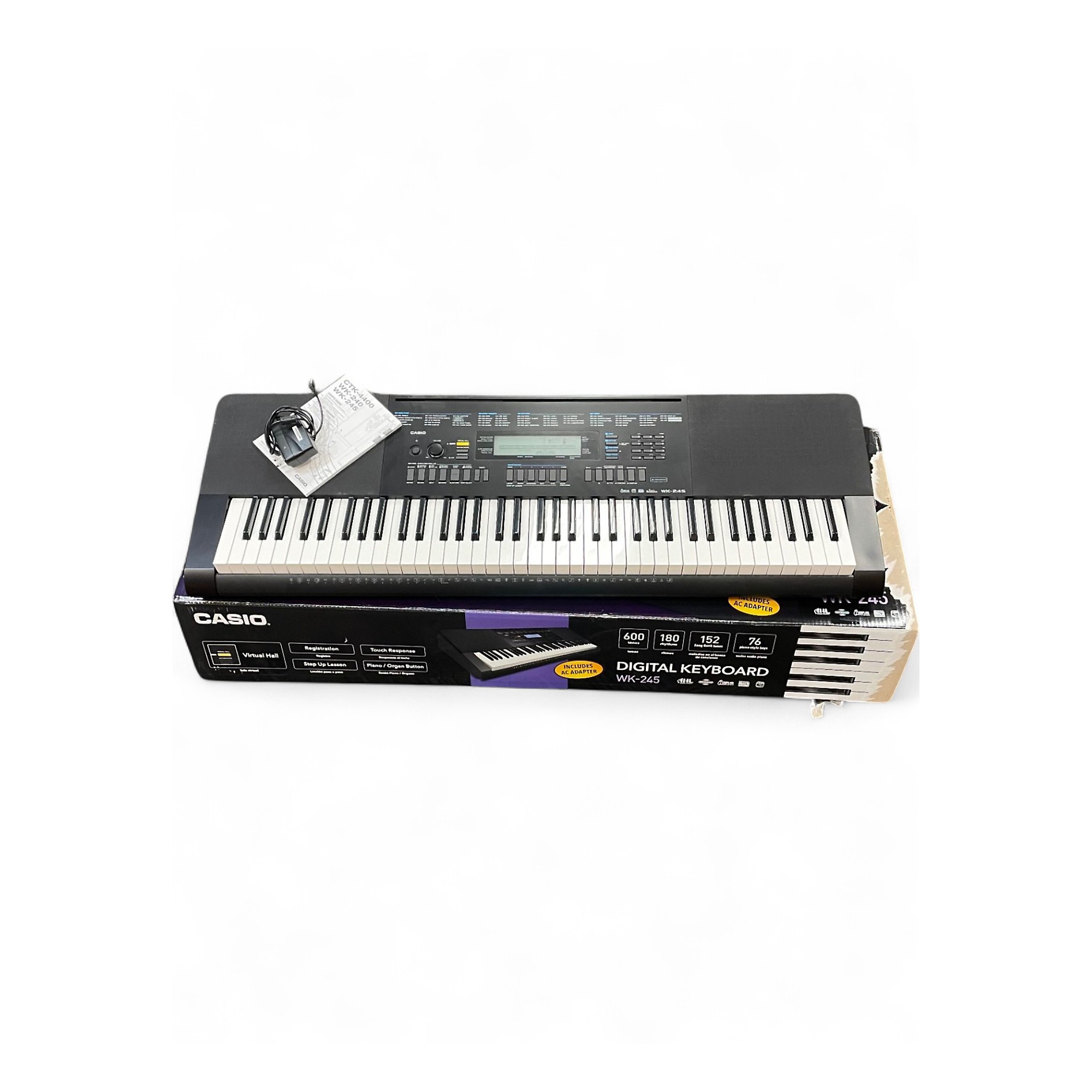 Used Casio WK-245 76-Key Portable Arranger Keyboard