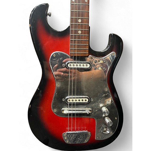Vintage 1960s Sekova ELECTRIC GUITAR Candy Red Burst Solid Body Electric Guitar