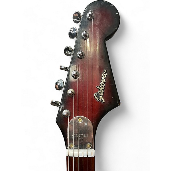 Vintage 1960s Sekova ELECTRIC GUITAR Candy Red Burst Solid Body Electric Guitar