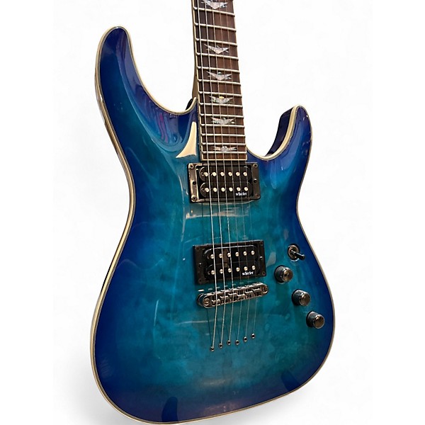 Used Schecter Guitar Research Omen Extreme 6 Ocean Blue Burst Solid Body Electric Guitar