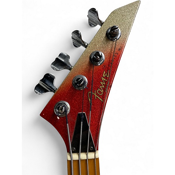 Used Hondo FAME SERIES 861 WHITE/RED SPARKLE Electric Bass Guitar