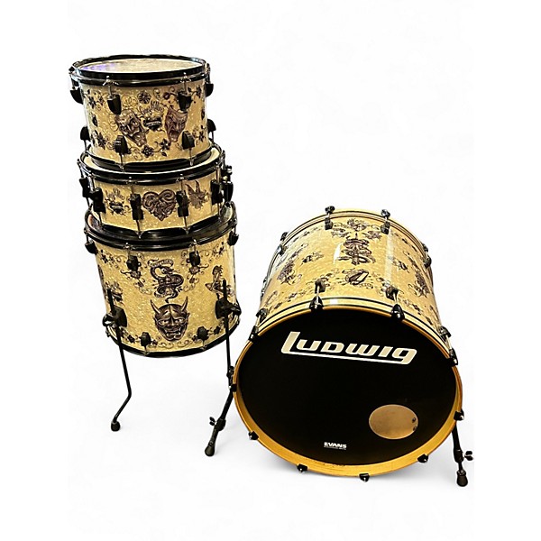 Used Ludwig 3 Piece Corey Miller Element Tattoo Drum Kit