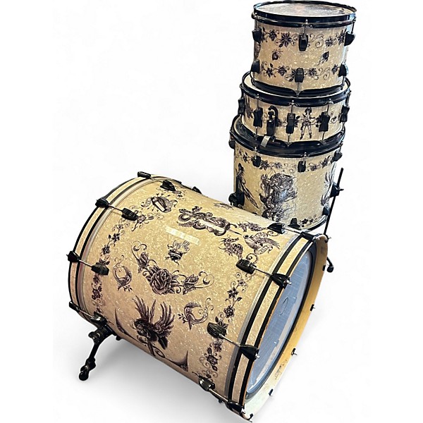 Used Ludwig 3 Piece Corey Miller Element Tattoo Drum Kit