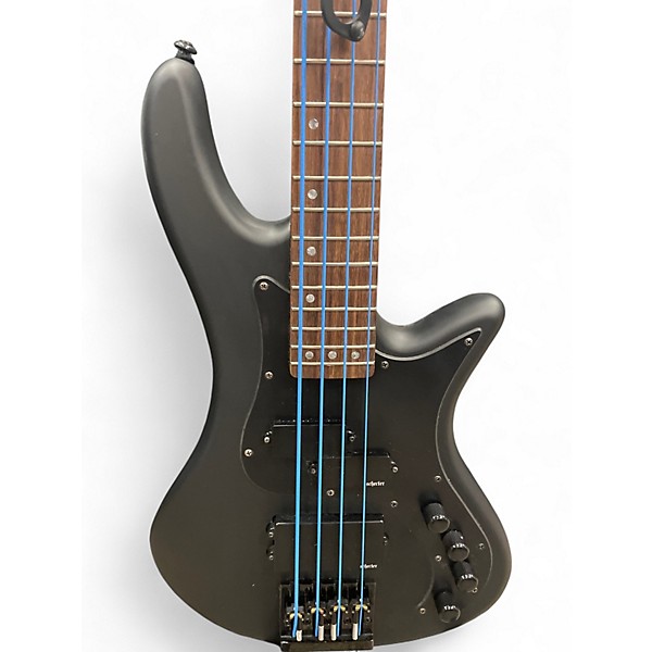 Used Schecter Guitar Research Stiletto Stealth 4-String Black Electric Bass Guitar