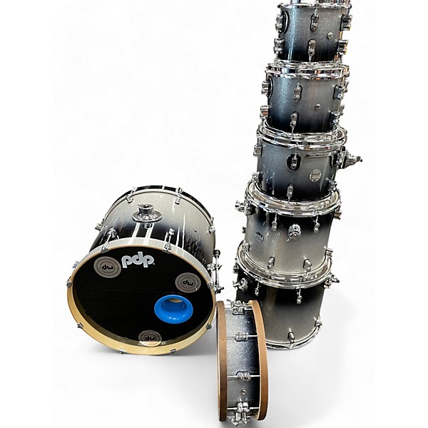 Used PDP by DW 7 Piece Concept Maple 7-Piece Shell Pack  Silver to Black Fade Drum Kit