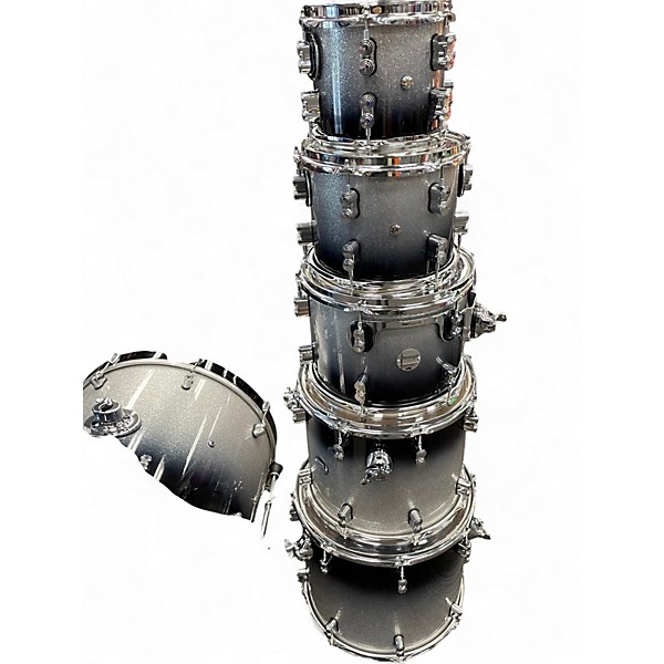 Used PDP by DW 7 Piece Concept Maple 7-Piece Shell Pack  Silver to Black Fade Drum Kit