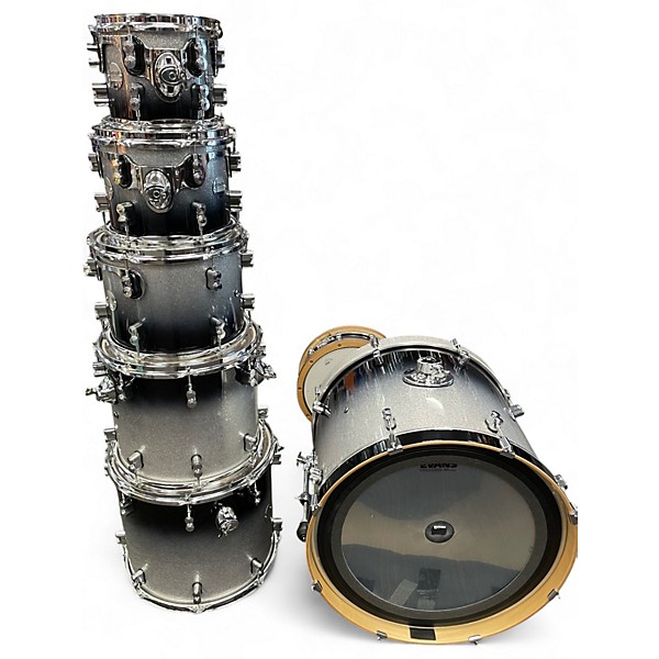 Used PDP by DW 7 Piece Concept Maple 7-Piece Shell Pack  Silver to Black Fade Drum Kit