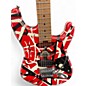 Used EVH Striped Series Frankie Red with Black and White Stripes Solid Body Electric Guitar