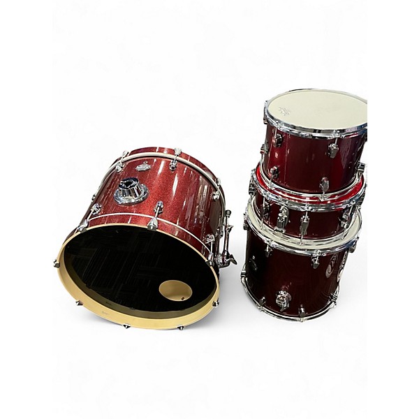 Used Ludwig 4 Piece Classic Maple Pro red sparkle Drum Kit