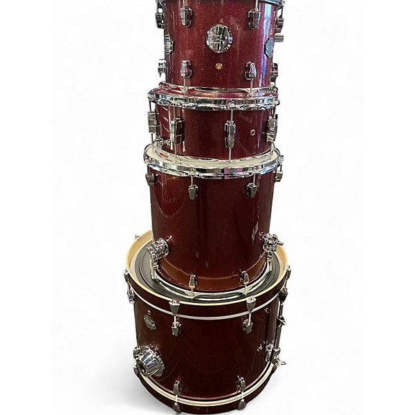 Used Ludwig 4 Piece Classic Maple Pro red sparkle Drum Kit