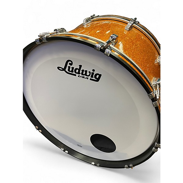 Used Ludwig 3 Piece Classic Maple Orange Sparkle Drum Kit