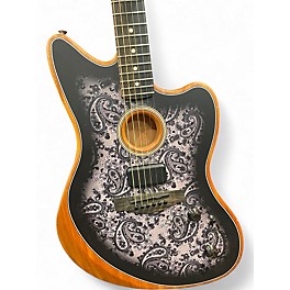 Used Fender  Limited Edition American Acoustasonic Jazzmaster Black Paisley Acoustic Electric Guitar