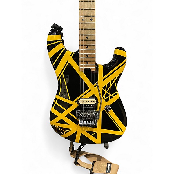 Used EVH Striped Series Black with Yellow Stripes Solid Body Electric Guitar