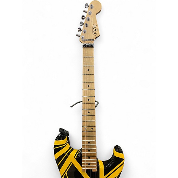 Used EVH Striped Series Black with Yellow Stripes Solid Body Electric Guitar