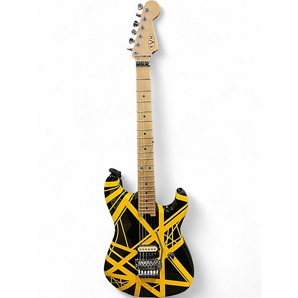 Used EVH Striped Series Black with Yellow Stripes Solid Body Electric Guitar