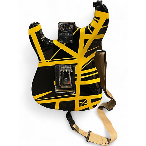 Used EVH Striped Series Black with Yellow Stripes Solid Body Electric Guitar