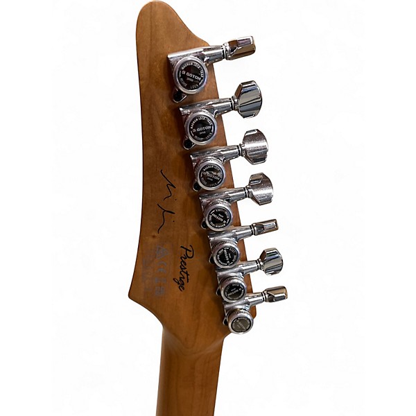 Used Ibanez MM7 TAB Martin Miller Signature Transparent Aqua Blue Solid Body Electric Guitar