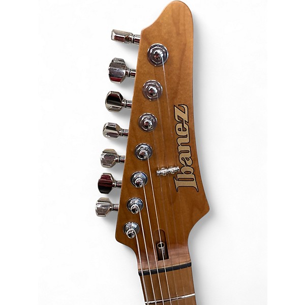 Used Ibanez MM7 TAB Martin Miller Signature Transparent Aqua Blue Solid Body Electric Guitar