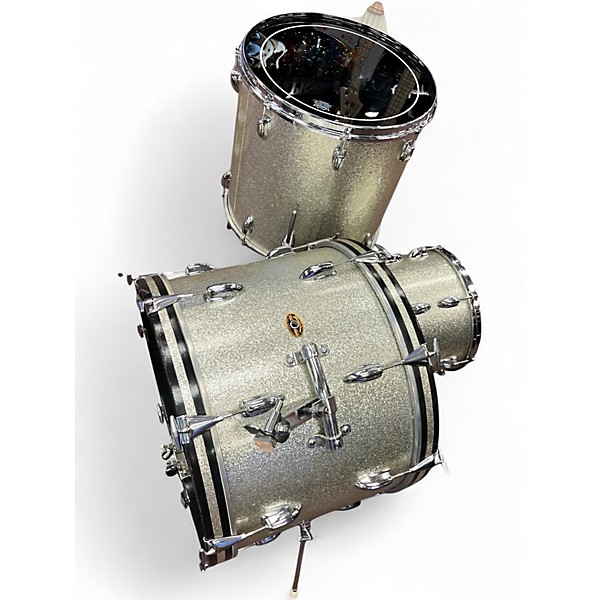 Vintage 1960s Slingerland 3 Piece modern jazz no. 9 kit Silver Sparkle Drum Kit