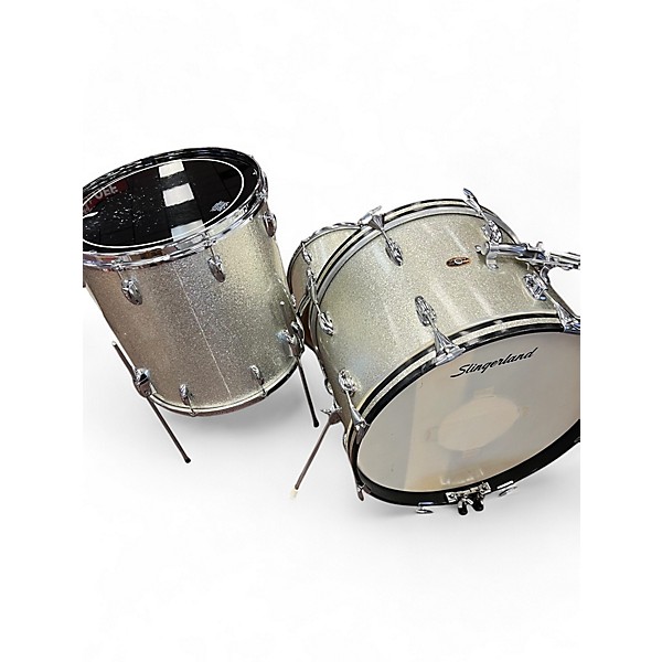 Vintage 1960s Slingerland 3 Piece modern jazz no. 9 kit Silver Sparkle Drum Kit
