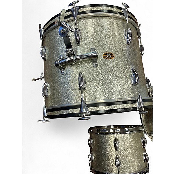 Vintage 1960s Slingerland 3 Piece modern jazz no. 9 kit Silver Sparkle Drum Kit