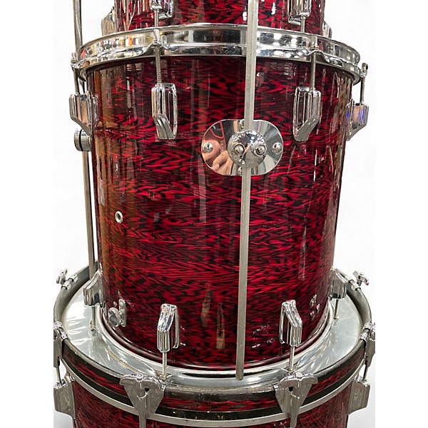 Vintage 1960s Rogers 4 Piece Holiday Red Onyx Drum Kit