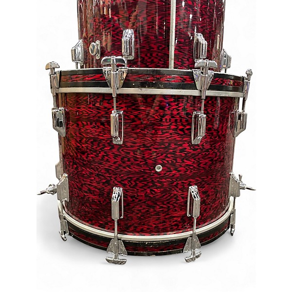 Vintage 1960s Rogers 4 Piece Holiday Red Onyx Drum Kit