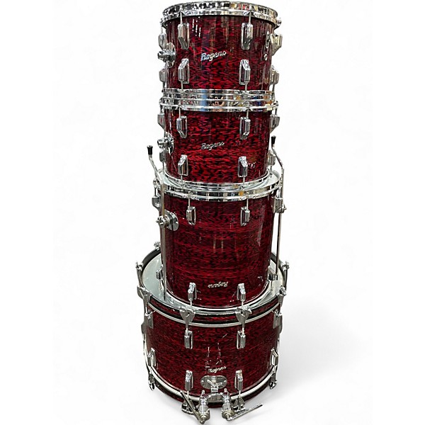 Vintage 1960s Rogers 4 Piece Holiday Red Onyx Drum Kit
