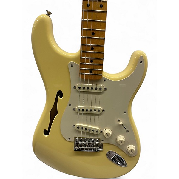 Used Fender Eric Johnson Thinline Stratocaster Alpine White Hollow Body Electric Guitar